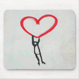 Rotes Herz mit Strichmännchen, Leben auf Alles, wa Mousepad