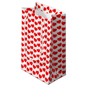 Rotes Herz-Muster auf weißer kleiner Kleine Geschenktüte