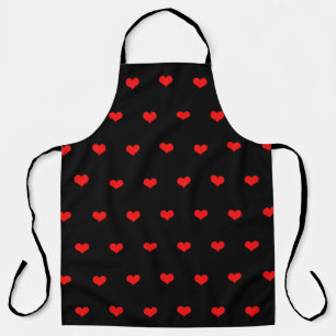 Rotes Herz Muster Schwarz Modern Süß Geschenk Styl Schürze