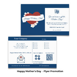 Rotes Herz Muttertag Werbeaktion Blau Weiß Flyer