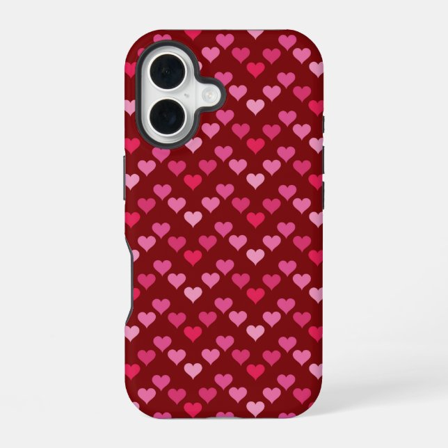 Rotes Herz nahtlos iPhone 16 Hülle (Rückseite)