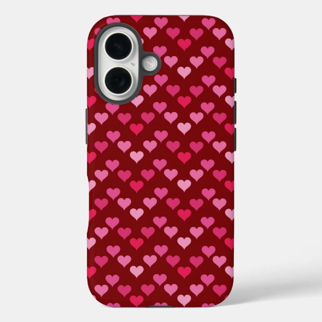 Rotes Herz nahtlos iPhone 16 Hülle (Rückseite)