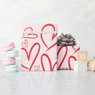 Rotes Herz Nahtloses Muster Geschenkpapier
