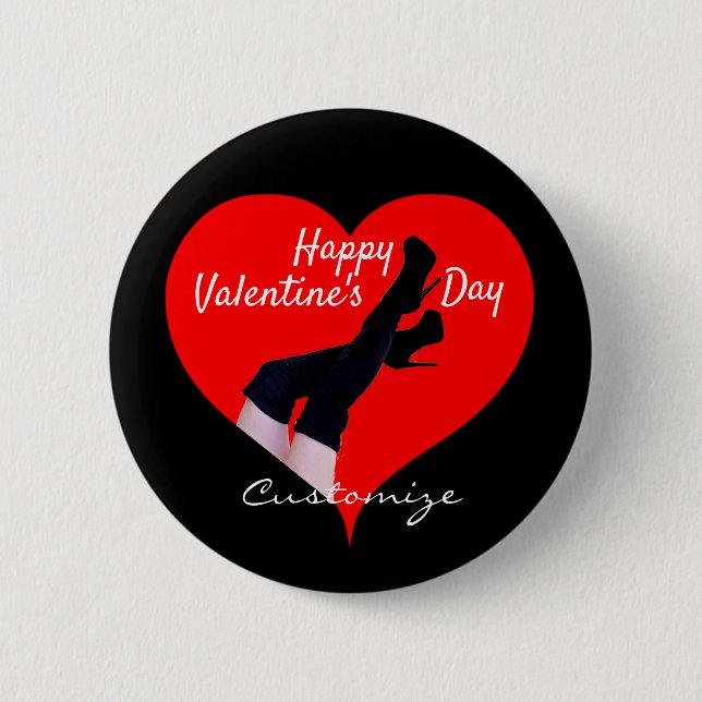 Rotes Herz Oberschenkelhohe Stiefel Valentine Thun Button (Vorderseite)