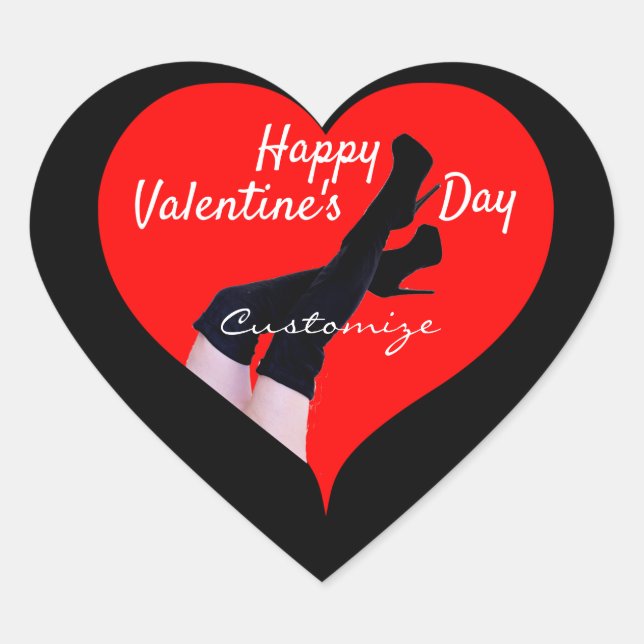 Rotes Herz Oberschenkelhohe Stiefel Valentine Thun Herz-Aufkleber (Vorderseite)