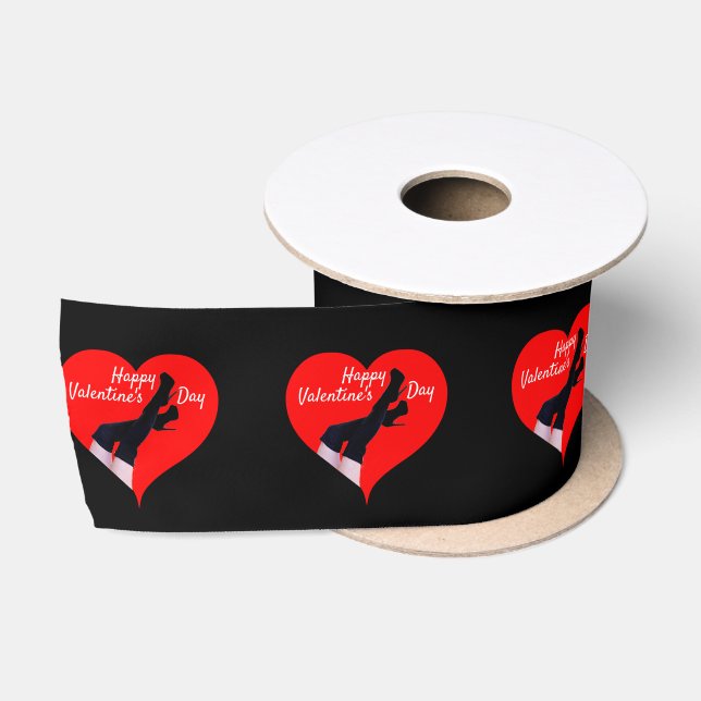 Rotes Herz Oberschenkelhohe Stiefel Valentine Thun Satinband (Spule)