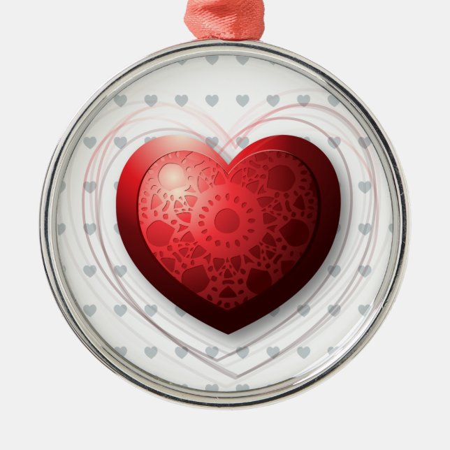 Rotes Herz, Ornament Aus Metall (Vorne)
