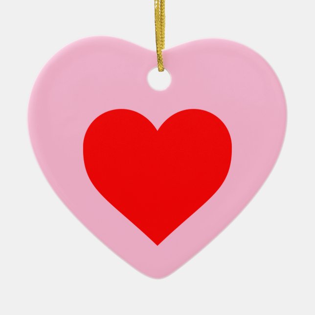 Rotes Herz Pastell Pink Keramik Ornament (Vorne)