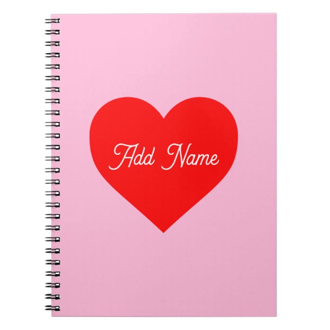 Rotes Herz Pastell Pink Personalisiert Notizblock (Vorderseite)