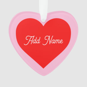 Rotes Herz Pastell Pink Personalisiert Ornament