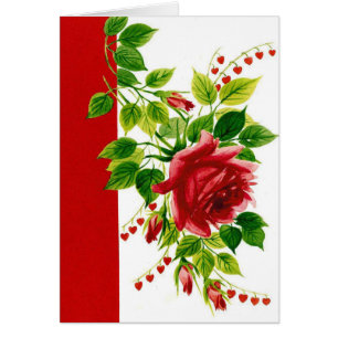 Rotes Herz Rose Beileid Grußkarte