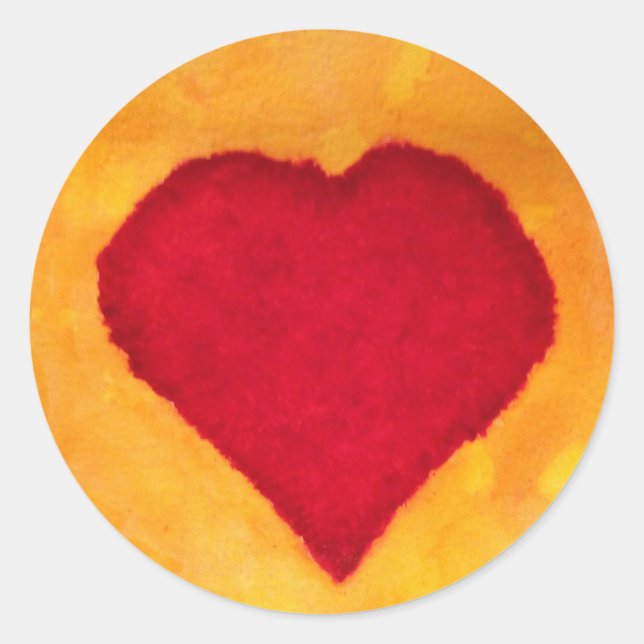 Rotes Herz Runder Aufkleber (Vorderseite)