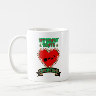 Rotes Herz Santa Sleigh Rentierfest Weihnachten Kaffeetasse