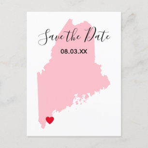 Rotes Herz Save-the-Date Pink Maine Ankündigungspostkarte