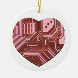 Rotes Herz-Schaltplatine Valentinstag Keramik Ornament