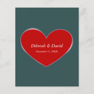 Rotes Herz Schiefergraue Schrift Hochzeit Flyer