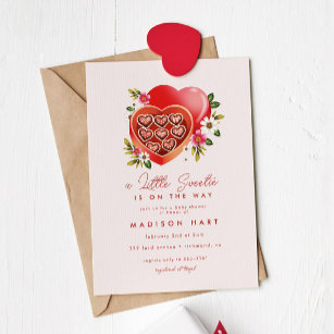 Rotes Herz Schokolade Valentinstag Kinderdusche Einladung