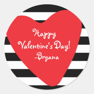 Rotes Herz Schwarz-Weiß-Valentinsticker Runder Aufkleber