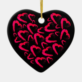 Rotes Herz Schwarze Keramik Ornament