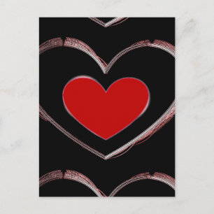 Rotes Herz schwarze Pop-Art-Liebe-Postkarte Postkarte