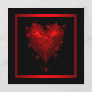 Rotes Herz - Schwarzes Hochzeitsempfang Einladung