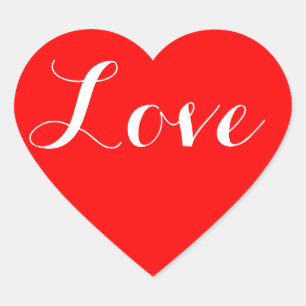 Rotes Herz Siegel mit Liebe in Weißschrift Herz-Aufkleber