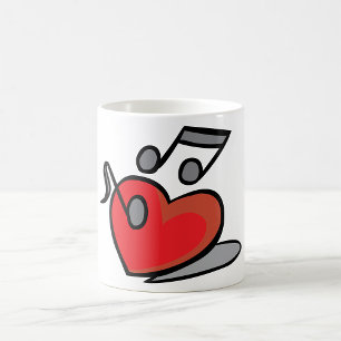 Rotes Herz singende Musiknoten Kaffeetasse