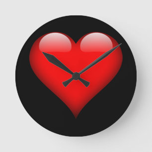 Rotes Herz Trendige Liebe Hochzeit Runde Wanduhr