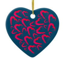 Rotes Herz Türkis Keramik Ornament