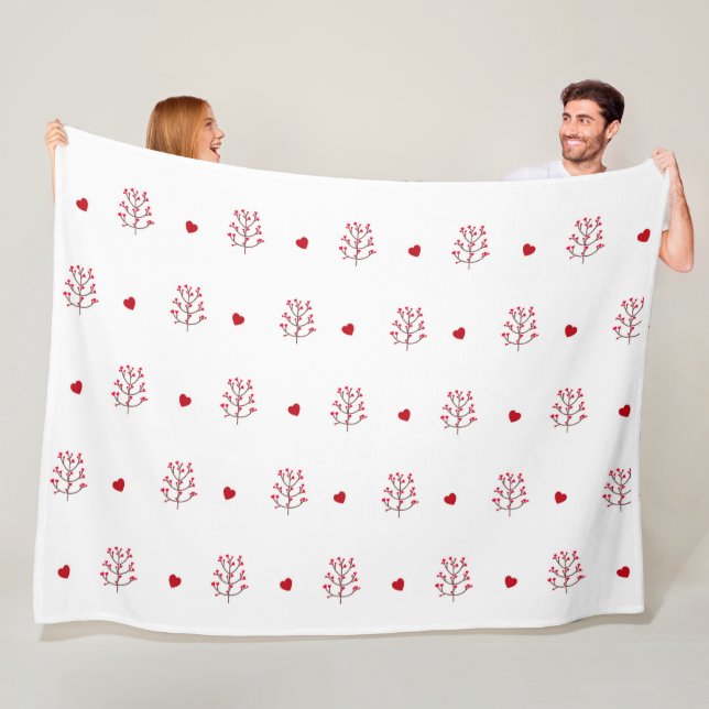 Rotes Herz und Baum Nahtloses Muster Fleecedecke (Beispiel)