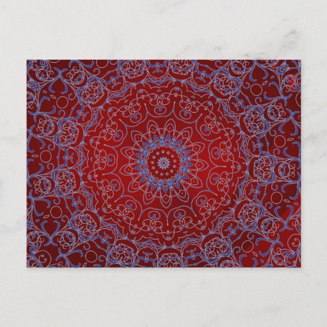 Rotes Herz und Blaue Spitzen Postkarte (Vorderseite)