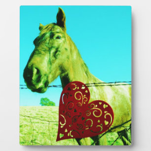 Rotes Herz und Pferd Fotoplatte