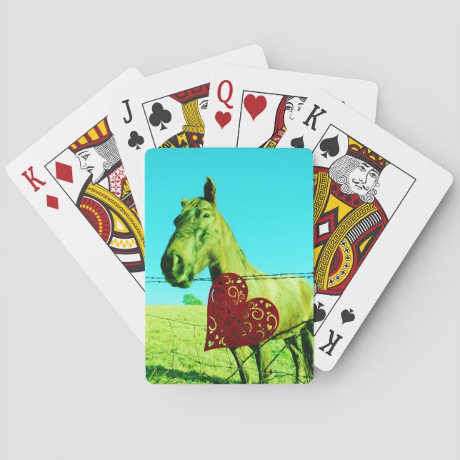Rotes Herz und Pferd Spielkarten (Rückseite)