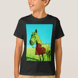 Rotes Herz und Pferd T-Shirt
