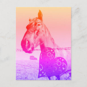 Rotes Herz und Pferd-Valinetine oder Liebe Postkarte