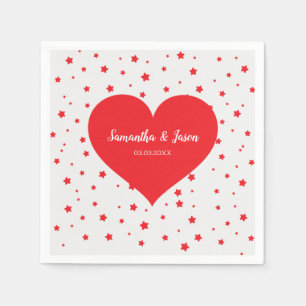 Rotes Herz und Sterne Serviette