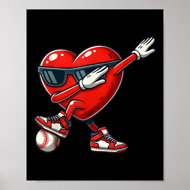 Rotes Herz Valentine Baseball Dabbing Toddl Poster (Vorne)