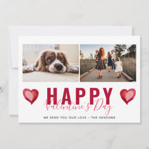 Rotes Herz Valentinstag Skript Familienfoto Holi Feiertagskarte