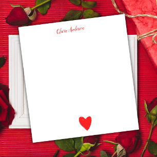 Rotes Herz Valentinstag Wasserfarbe Personalisiert Notizblock