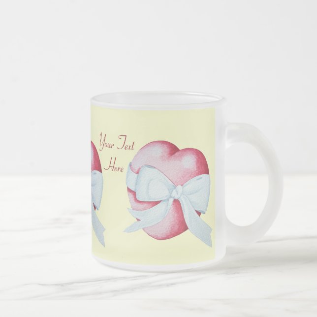 Rotes Herz verbunden mit weißem Bandbogen romantis Mattglastasse (Rechts)