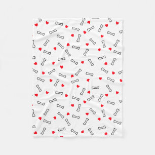 Rotes Herz Weißknochen Hund oder Hund Lover Fleecedecke