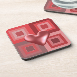 Rotes Herzdesign mit Luftpolster-Optik Getränkeuntersetzer
