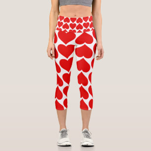 Rotes Herzen-Muster, Romantisch, Liebe Capri Leggings