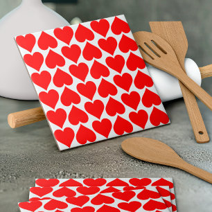 Rotes Herzen Muster, Romantisch, Liebe Fliese
