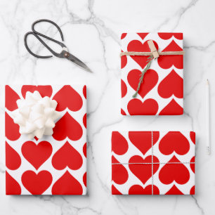 Rotes Herzen-Muster, Romantisch, Liebe Geschenkpapier Set