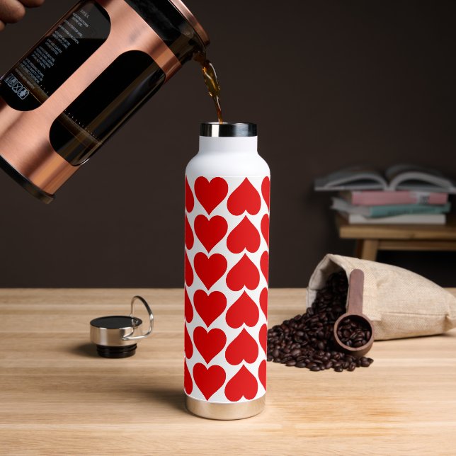 Rotes Herzen Muster, Romantisch, Liebe Trinkflasche (Kaffee)