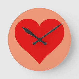 Rotes Herzform-Liebe Klassisch Minimalistisch Runde Wanduhr