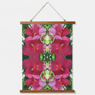 Rotes Hibiskus-Blumenpaar Nahaufnahme abstrakt hän Wandteppich Mit Holzrahmen