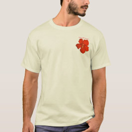 Rotes Hibiskus-Taschen-T - Shirt ~ "DENKEN KAUAI "