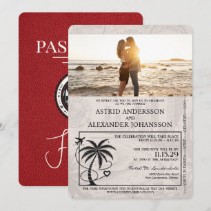 Rotes Hochzeitseinladungsschreiben mit Florida-Pas Einladung